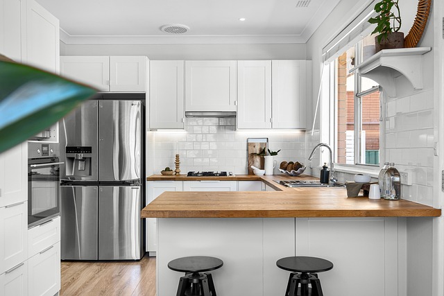Modern kitchen with stainless steel appliances